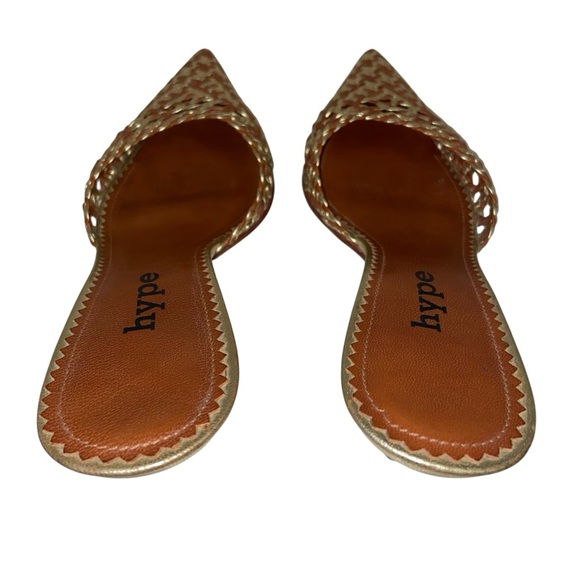 Flash Sale Y2K Hype Gold And Brown Woven Leather Mules. - Picture 11 of 16